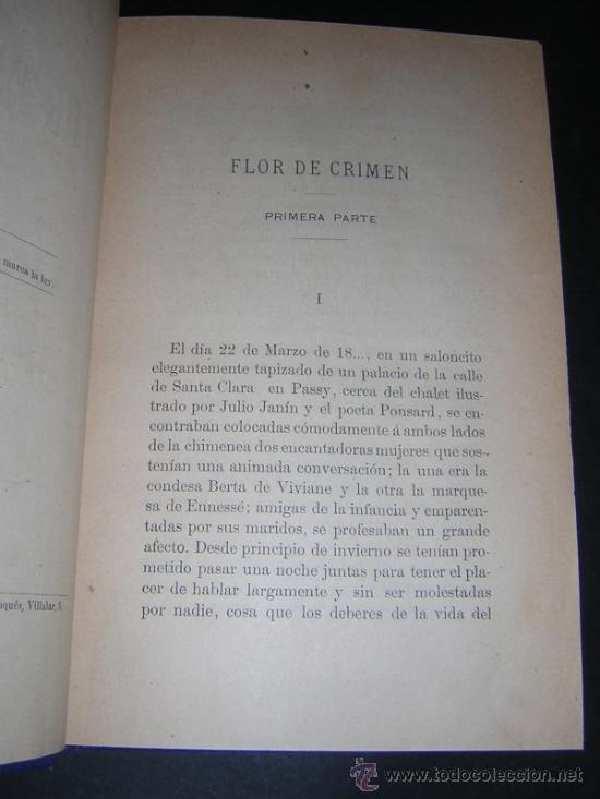 Libros antiguos: 1882 - BELOT - FLOR DE CRIMEN - 2 TOMOS COMPLETO - Foto 3