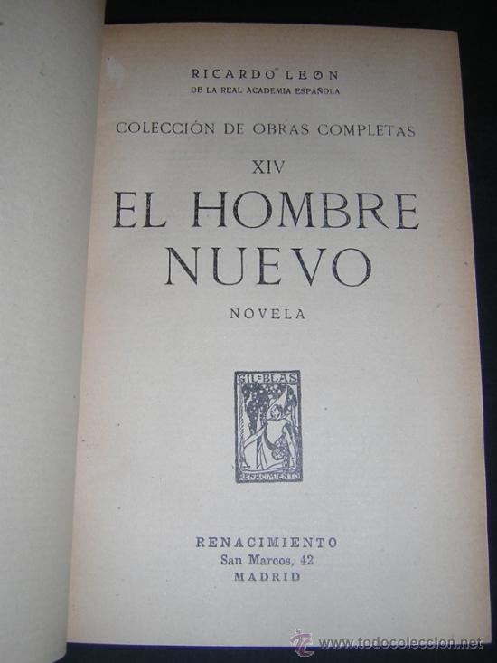 Libros antiguos: 1925 - RICARDO LEON - EL HOMBRE NUEVO - PRIMERA EDICION - Foto 3