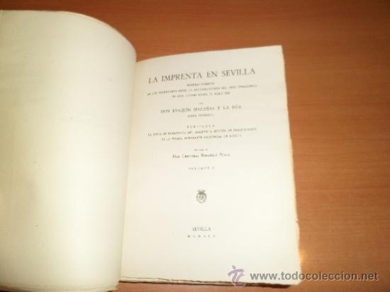 Libros antiguos: LIBRO: LA IMPRENTA EN SEVILLA, Vol. I - Foto 3
