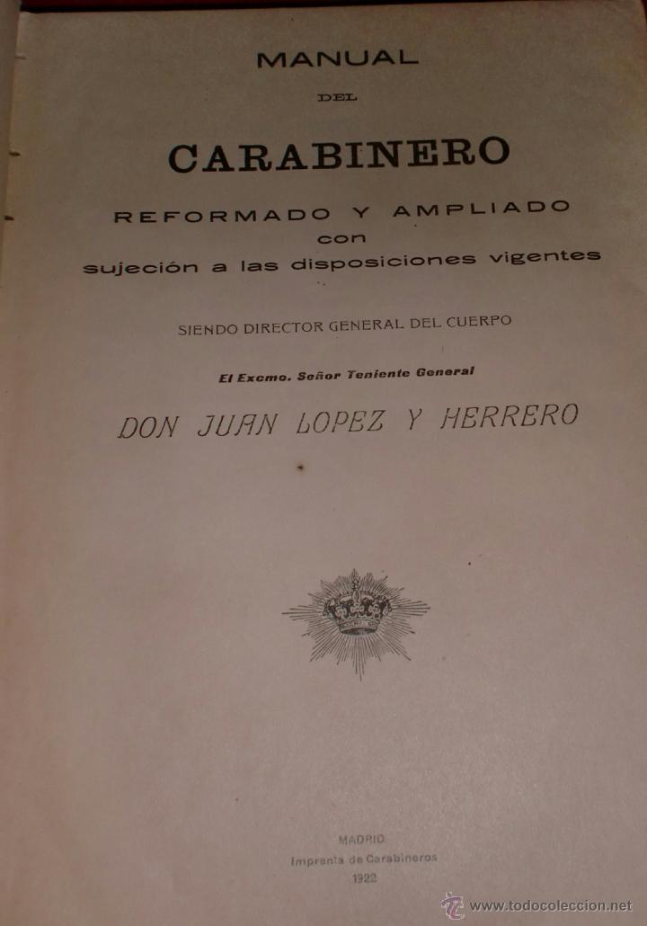 Libros antiguos: Manual de carabineros 1922 - Foto 2