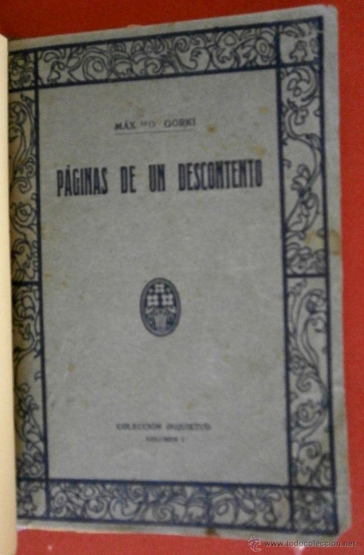 Libros antiguos: P&aacute;ginas de un Descontento. M&aacute;ximo Gorki - Foto 1