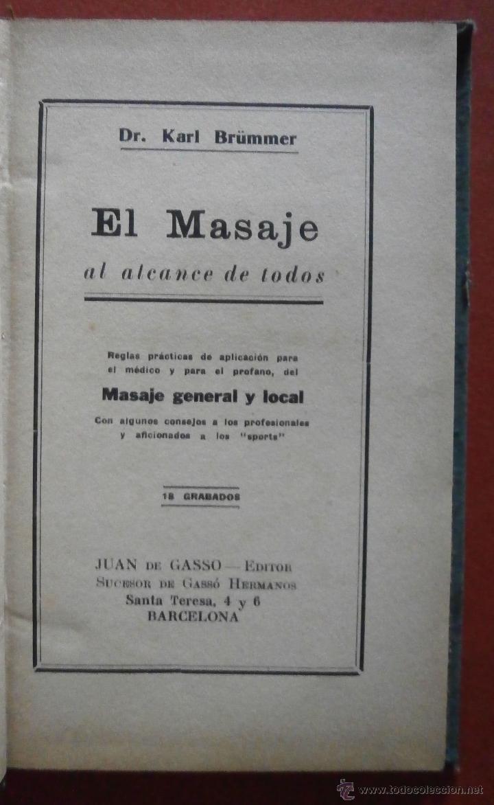 Libros antiguos: El Masaje al Alcance de todos. Dr. Karl Br&uuml;mmer - Foto 1