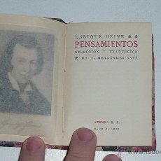 Libros antiguos: PENSAMIENTOS - ENRIQUE HEINE (ATENEA, S. E., 1920) LIBRO EN MINIATURA