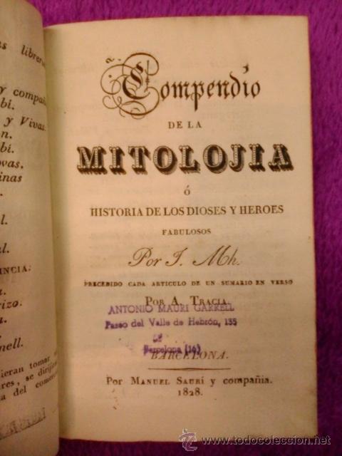 Libros antiguos: COMPENDIO DE MITOLOGIA J.MH. A. TRACIA 1828 - Foto 2