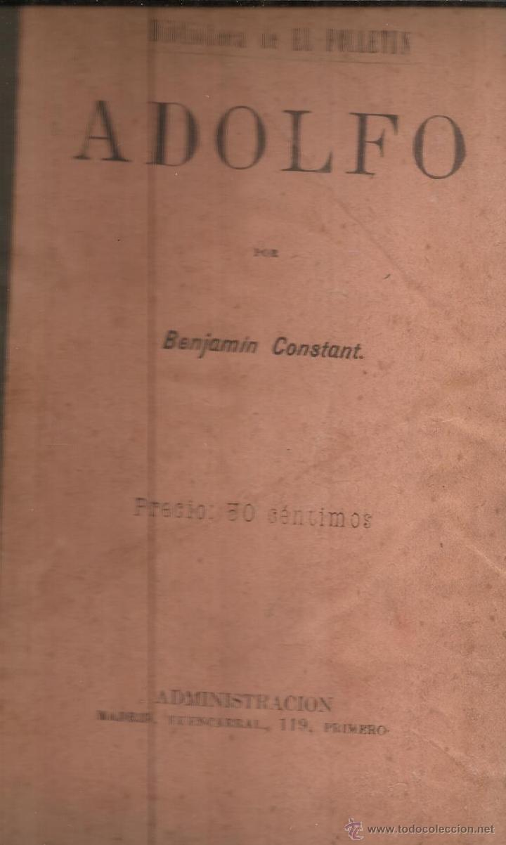 Libros antiguos: ADOLFO. BENJAMIN CONSTANT. ADMINISTRACI&Oacute;N. MADRID. 1893 - Foto 1