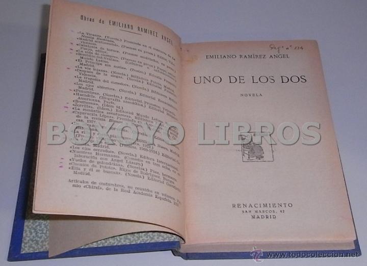 Libros antiguos: RAM&Iacute;REZ &Aacute;NGEL, E. Uno de los dos - Foto 2
