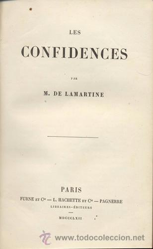 Libros antiguos: LAMARTINE &ndash; LES CONFIDENCES &ndash; A&Ntilde;O 1862 - Foto 3