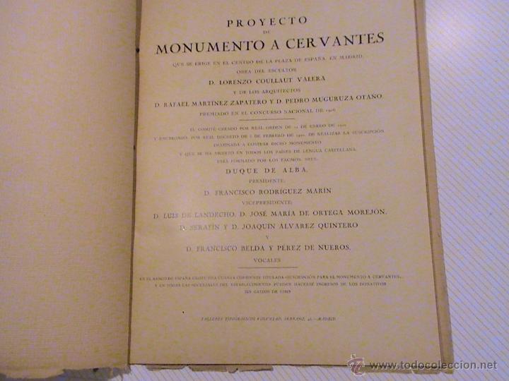 Libros antiguos: Proyecto de monumento a Cervantes. - Foto 2