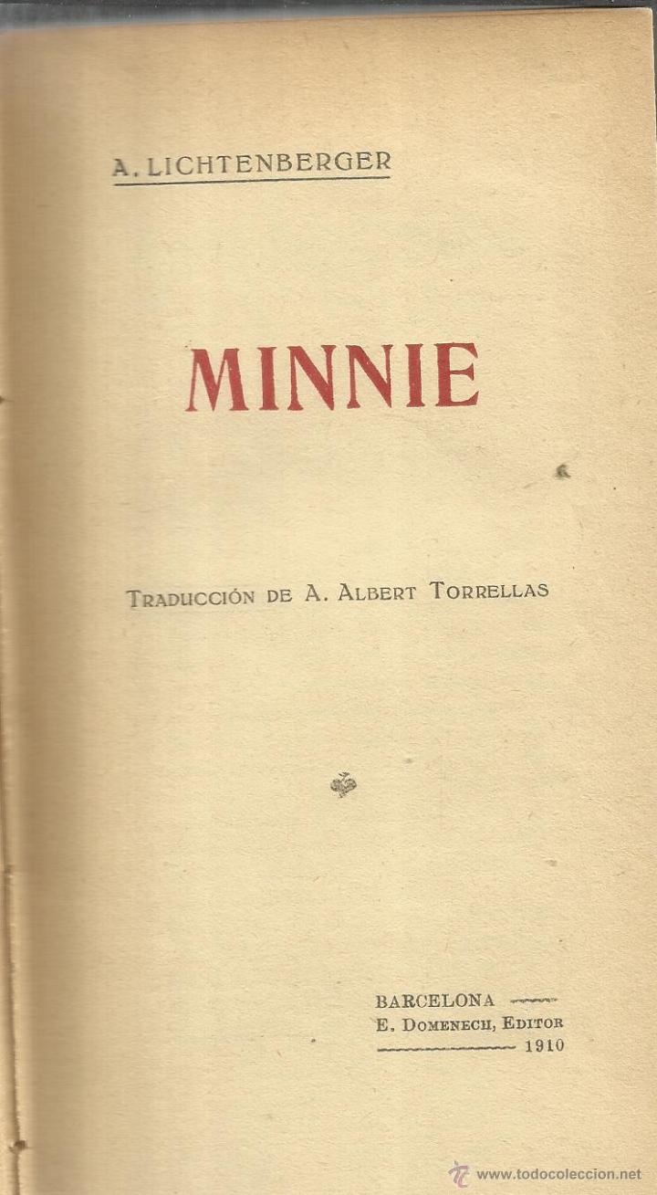 Libros antiguos: MINNIE. A. LICHTENBERGER. E. DOMENECH. BARCELONA. 1910 - Foto 1
