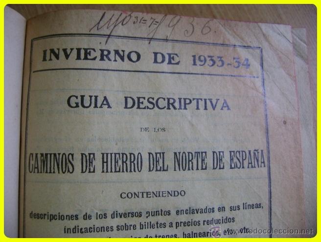 Old books: Gu&iacute;a descriptiva Caminos de hierro del norte de Espa&ntilde;a, invierno de 1933-34.