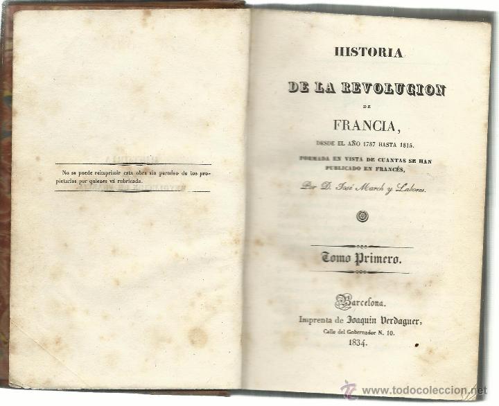 Libros antiguos: HISTORIA DE LA REVOLUCI&Oacute;N DE FRANCIA - Foto 2