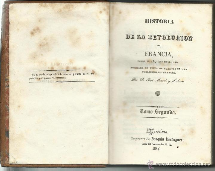 Libros antiguos: HISTORIA DE LA REVOLUCI&Oacute;N DE FRANCIA - Foto 3