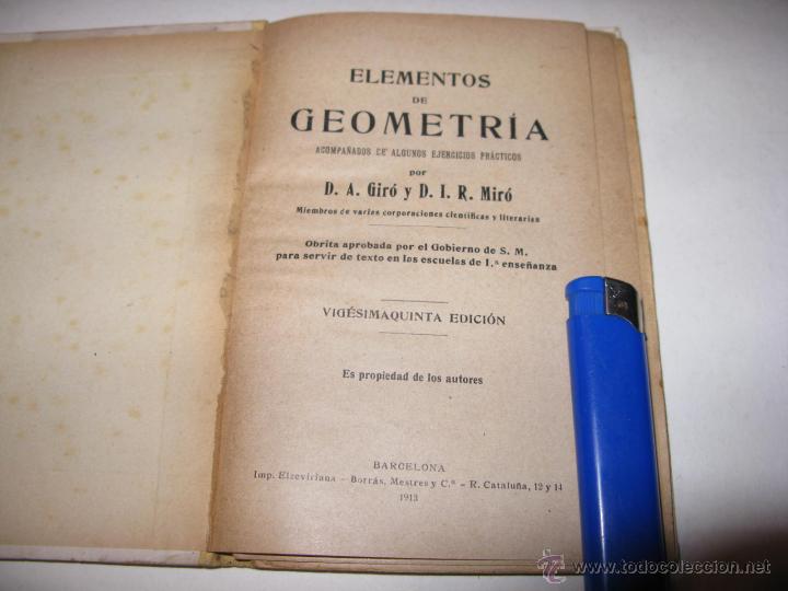 Libros antiguos: elementos de geometria acompa&ntilde;ados de algunos ejercicios practicos - Foto 2