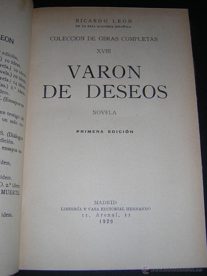 Libros antiguos: 1929 - RICARDO LEON - VARON DE DESEOS - PRIMERA EDICION - Foto 2