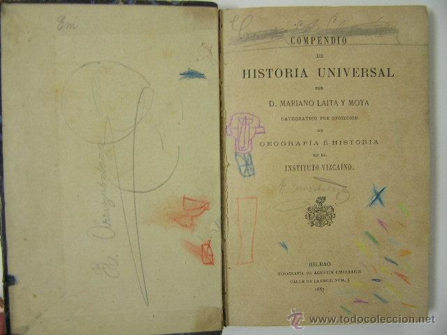 Libros antiguos: compendio de historia universal,mariano laita,1887, emperaile ed,ref &ntilde;&ntilde;4 - Foto 4