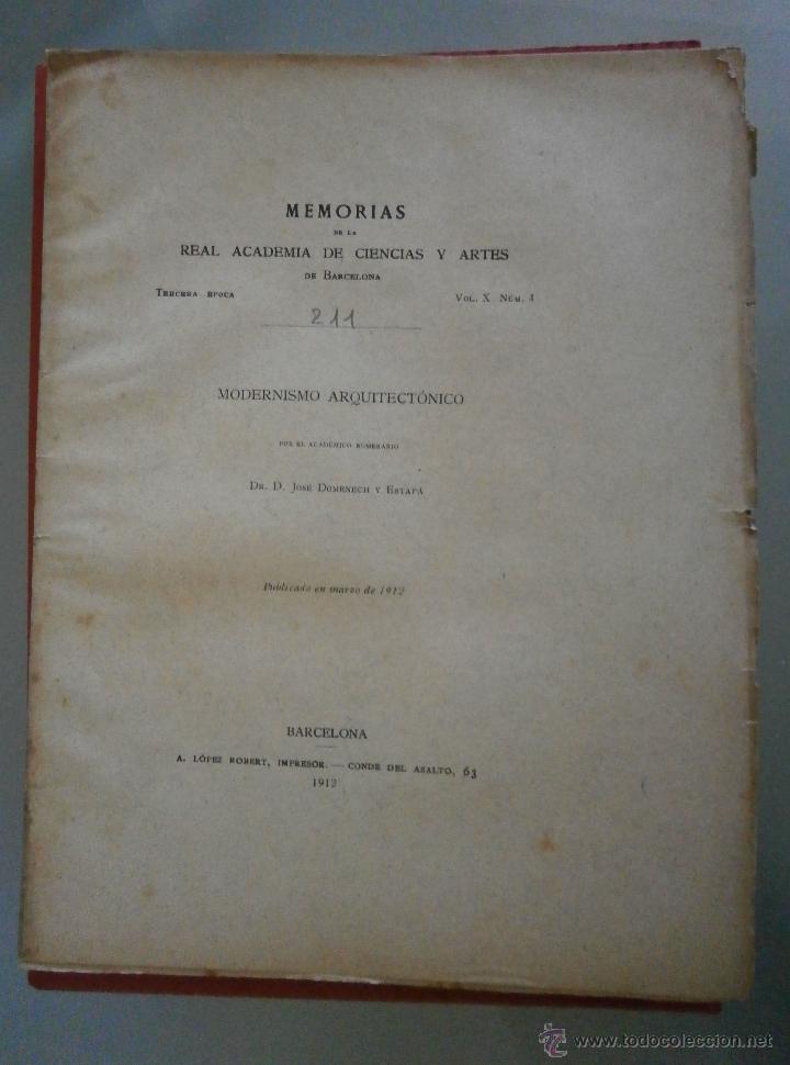 Libros antiguos: Modernismo Arquitect&oacute;nico. Jos&eacute; Domenech y Estep&aacute; - Foto 1