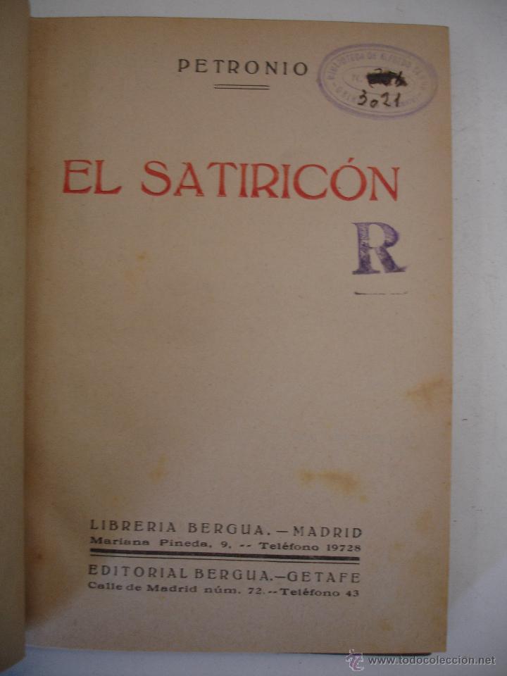 Libros antiguos: EL SATIRICON / PETRONIO. MADRID  LIB. BERGUA - Foto 2