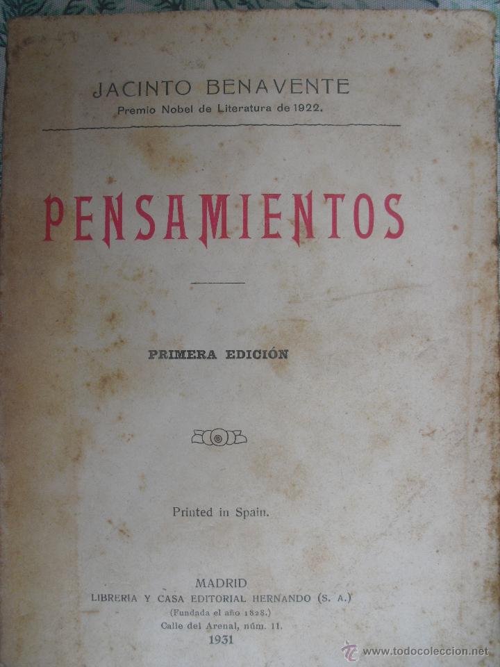 Libros antiguos: Pensamientos. Benavente, Jacinto - Foto 1