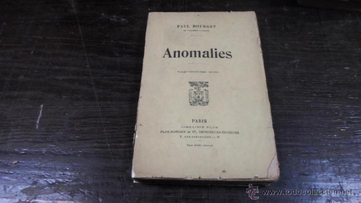 Libros antiguos: Paul Bourget, Anomalies, Librairie Plon - Foto 1