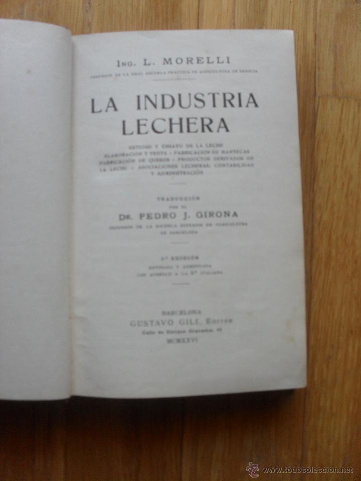 Libros antiguos: LA INDUSTRIA LECHERA, L.Morelli, 1926 - Foto 4