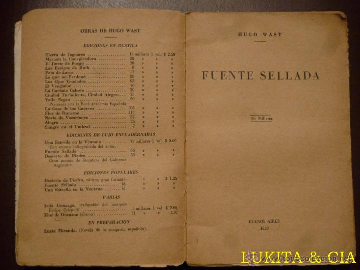 Libros antiguos: FUENTE SELLADA. HUGO WAST. 1928. - Foto 4