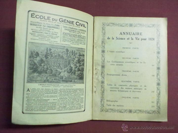 Libros antiguos: ANNUAIRE DE LA SCIENCE ET LA VIE 1924 - Foto 3 - 43606750