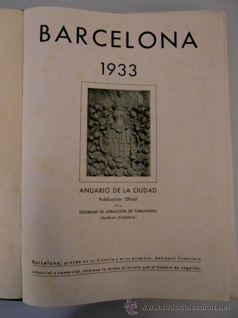Libros antiguos: Barcelona, 1933. Anuario de la ciudad - Foto 2