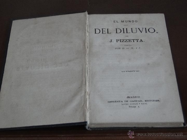 Libros antiguos: EL MUNDO ANTES DEL DILUVIO.-- PIZZETTA. - Foto 2