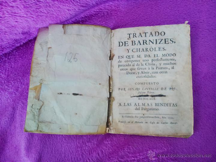 Libros antiguos: TRATADO DE BARNIZES Y CHAROLES, BARNIZ, GENARO CANTELLI, 1735 - Foto 2