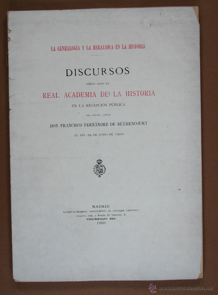 Libros antiguos: La Genealogia y la Heraldica en la Historia. Francisco Fernandez de B&eacute;thencourt