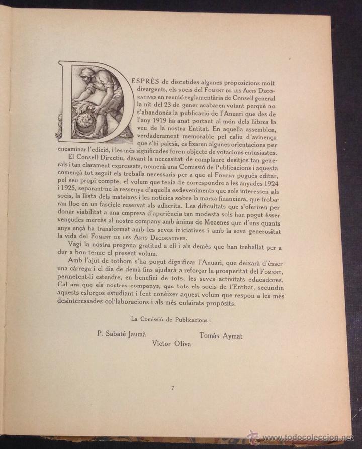 Libros antiguos: FOMENT DE LES ARTS DECORATIVES ANUARI 1924-1925. - Foto 3