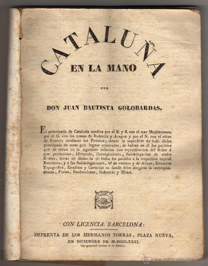Libros antiguos: CATALU&Ntilde;A EN LA MANO. BARCELONA 1831 - Foto 2