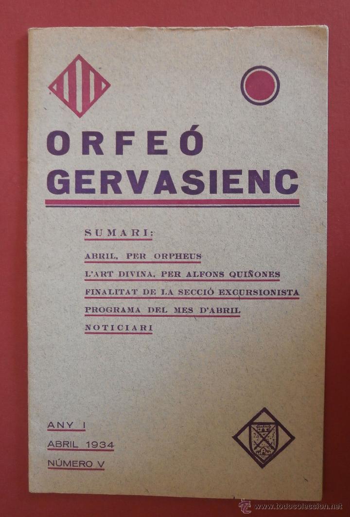 Libros antiguos: Orfe&oacute; Gervasienc. Butllet&iacute; Portantveu Abril 1934