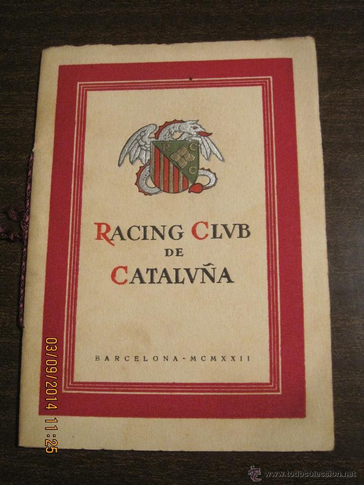Libros antiguos: Racing Club de Catalu&ntilde;a- Estutos- Barcelona 1922