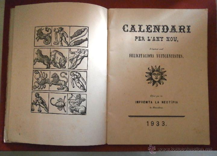 Antiquarische B&uuml;cher: Calendari per l'Any Nou. Il.lustrat amb Felicitacions Vuitcentistes 1933