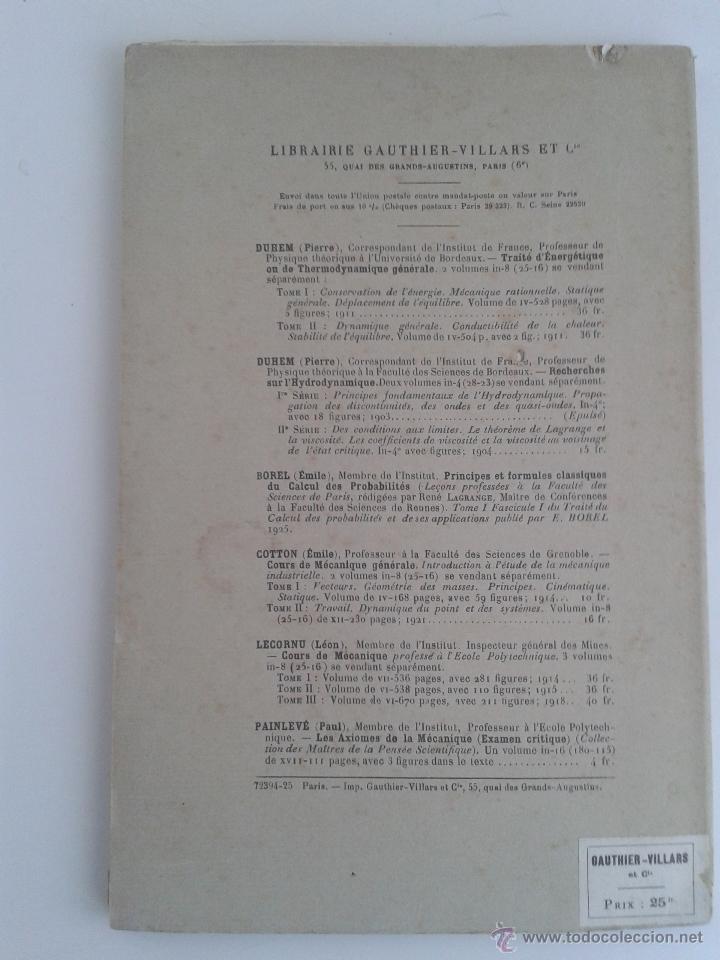 Libros antiguos: MECANIQUE STATIQUE CLASSIQUE. EMILE BOREL. A&Ntilde;O 1925 - Foto 3