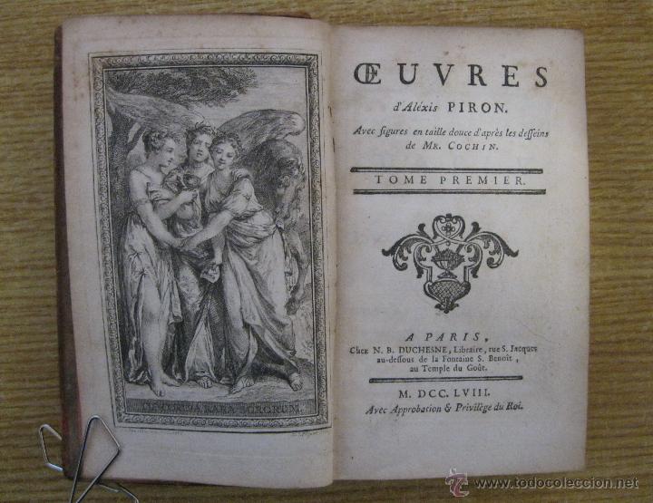 Libros antiguos: Oeuvres de Alexis Piron.1758. Ilustrado - Foto 1