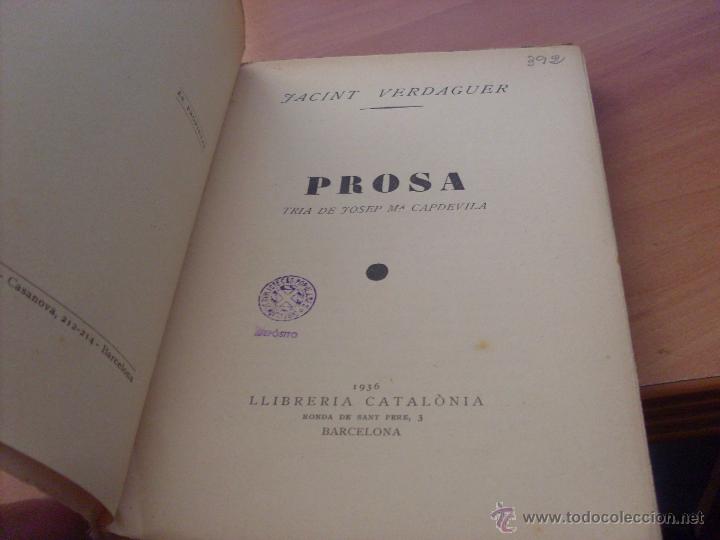Libros antiguos: PROSA (JACINT VERDAGUER) 1936 INTONSO (LB44) - Foto 3