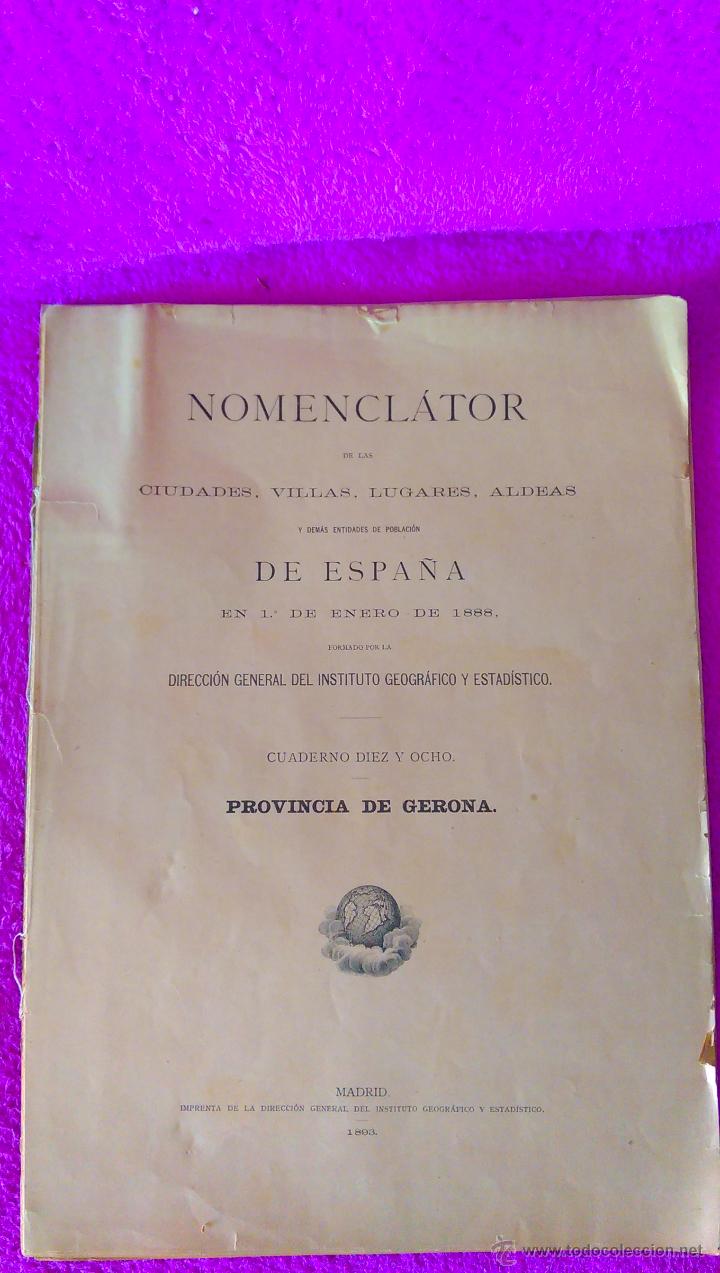 Libros antiguos: NOMENCLATOR DE ESPA&Ntilde;A, PROVINCIA DE GERONA 1893 - Foto 2