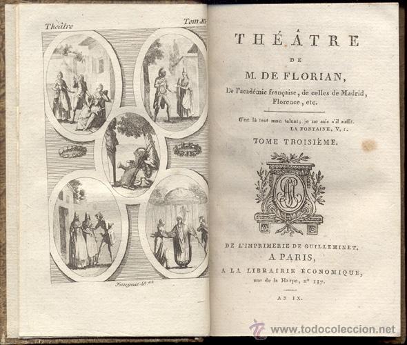 Libros antiguos: TH&Eacute;ATRE de M. FLORIAN - 2 tomos - A&ntilde;o 1799 - Foto 4