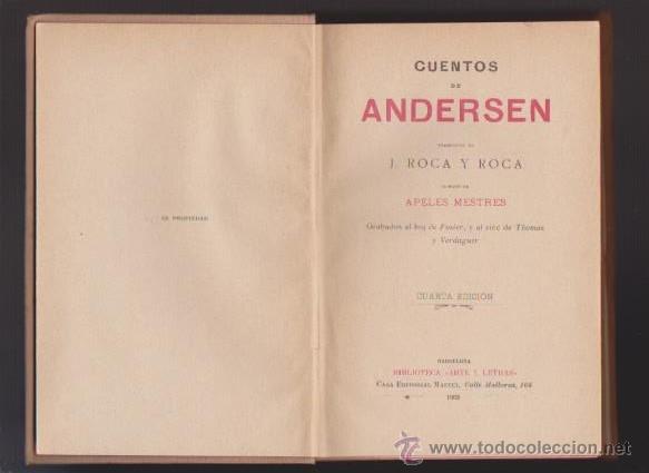 Libros antiguos: CUENTOS DE ANDERSEN - DIBUJOS APELES MESTRES - MAUCCI EDITORIAL 1908 - Foto 3