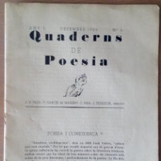 Libros antiguos: QUADERNS DE POESIA AÑO I NUMERO 5 DICIEMBRE 1935 ILUSTRACION DE EMILI GRAU SALA. Lote 48213221