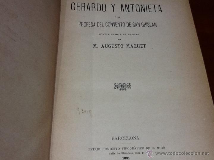 Libros antiguos: Gerardo y Antonieta, M.augusto maquet - Foto 2