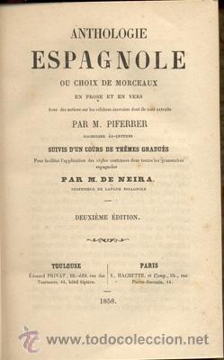 Libros antiguos: ANTHOLOGIE ESPAGNOLE &ndash; A&ntilde;o 1858 - Foto 3