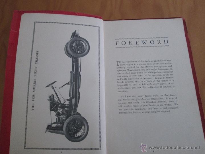 Libros antiguos: OPERATION MANUAL FOR THE MORRIS EIGHT. 1935. EDITION EXPORT. - Foto 5