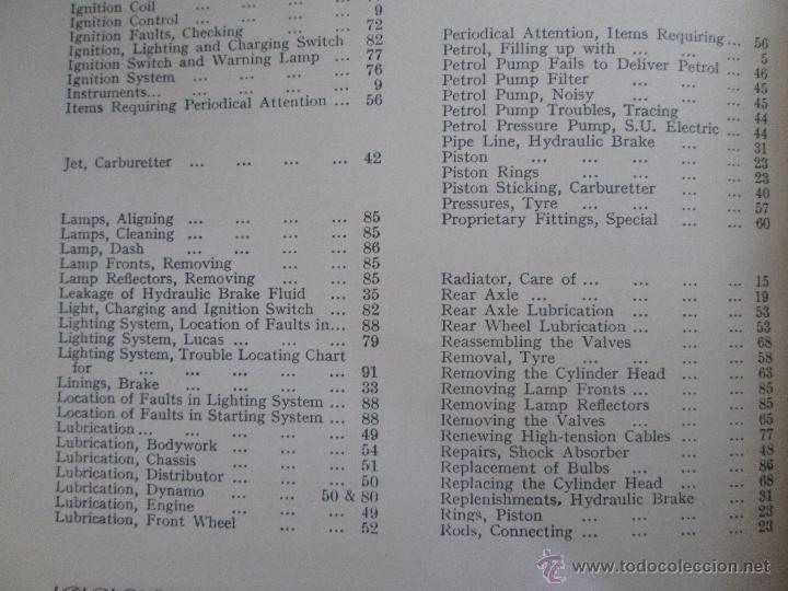 Libros antiguos: OPERATION MANUAL FOR THE MORRIS EIGHT. 1935. EDITION EXPORT. - Foto 11