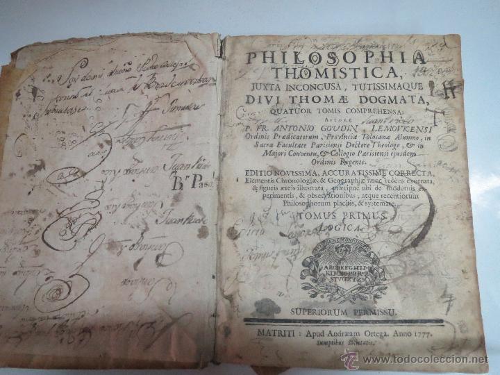 Libros antiguos: PHILOSOPHIA THOMISTICA TOMUS PRIMUS MATRITI A&Ntilde;O 1777. - Foto 1
