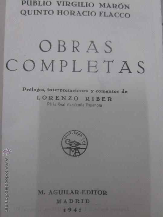 Libri antichi: Obras completas de Publio Virgilio Maron Quinto Horacio Flacco Aguilar