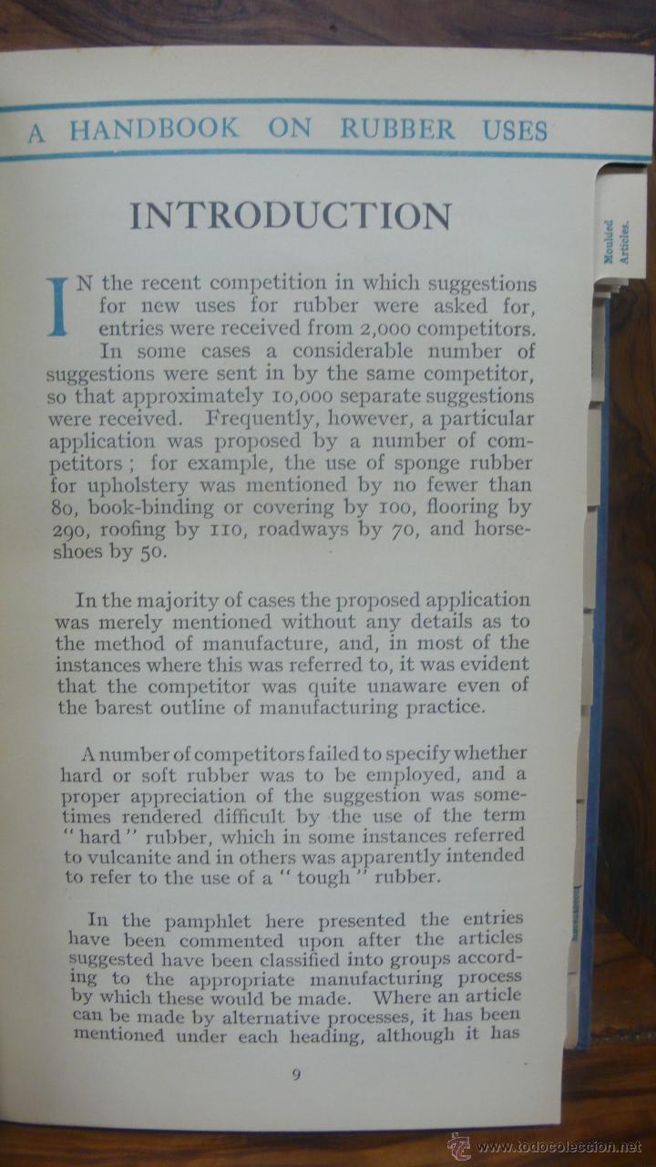 Libros antiguos: A HANDBOOK ON RUBBER USES AND THEIR DEVELOPMENT. 1923. - Foto 3