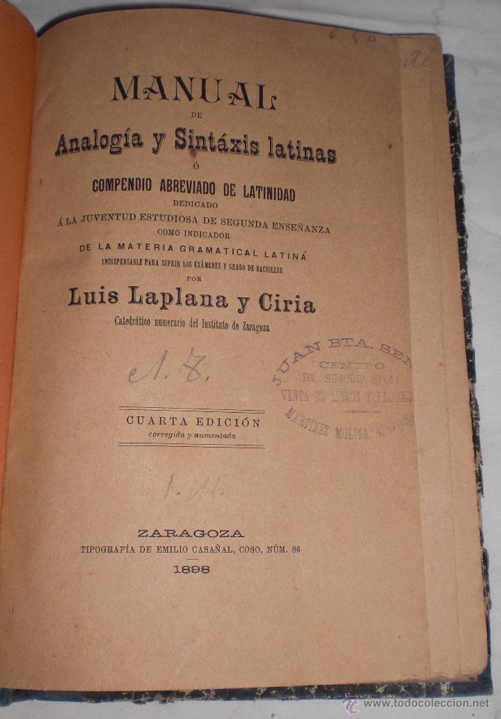 Libros antiguos: Lat&iacute;n 1898 zxy - Foto 2